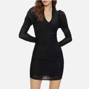 NWT Ted Baker London Cocktail Mini Dress Long Sleeve Plunge Bodycon Black Size 4